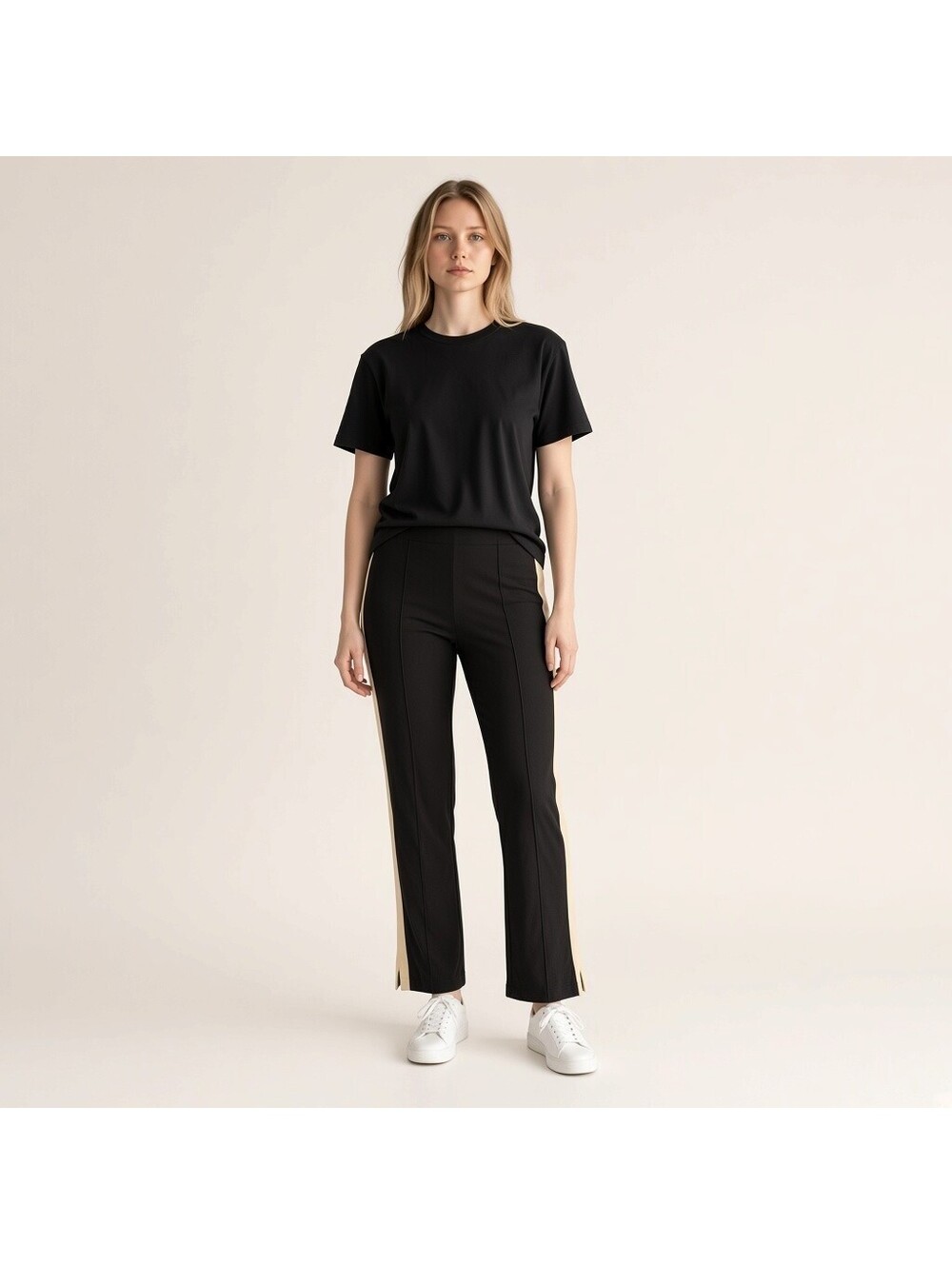 Lysse Pants Women L Large Black High Rise Flat Front Pull On Lined Straight